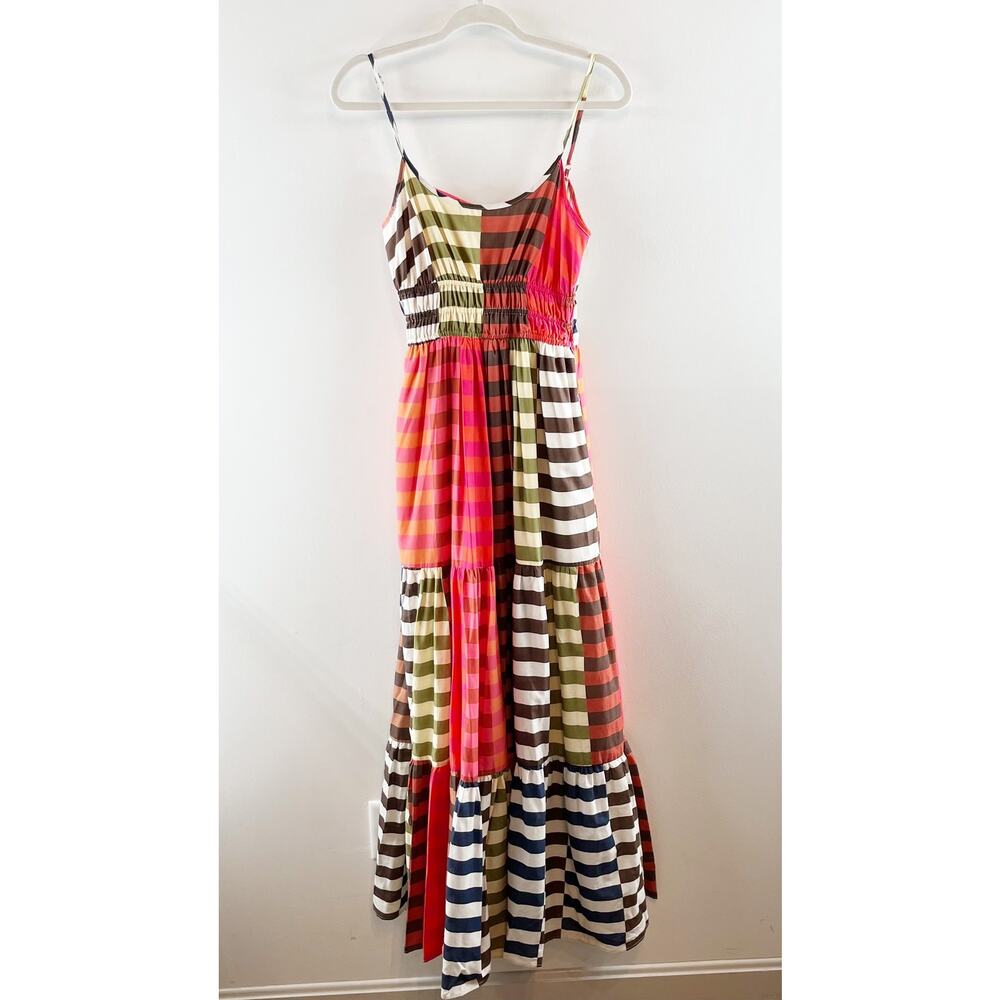 Hutch Silvana Tiered Striped Colorblock Maxi Dress Pink Multi Small - Picture 4 of 6